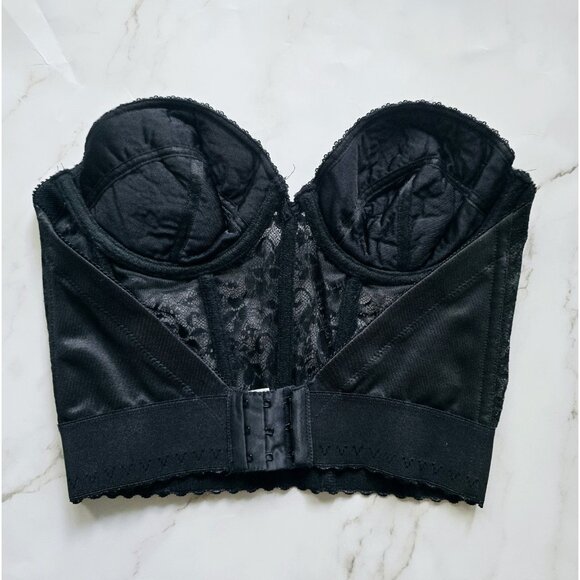 Sears Black Lace Vintage Bustier Longline Pinup Underwire Strapless Bra 36C - Picture 11 of 11
